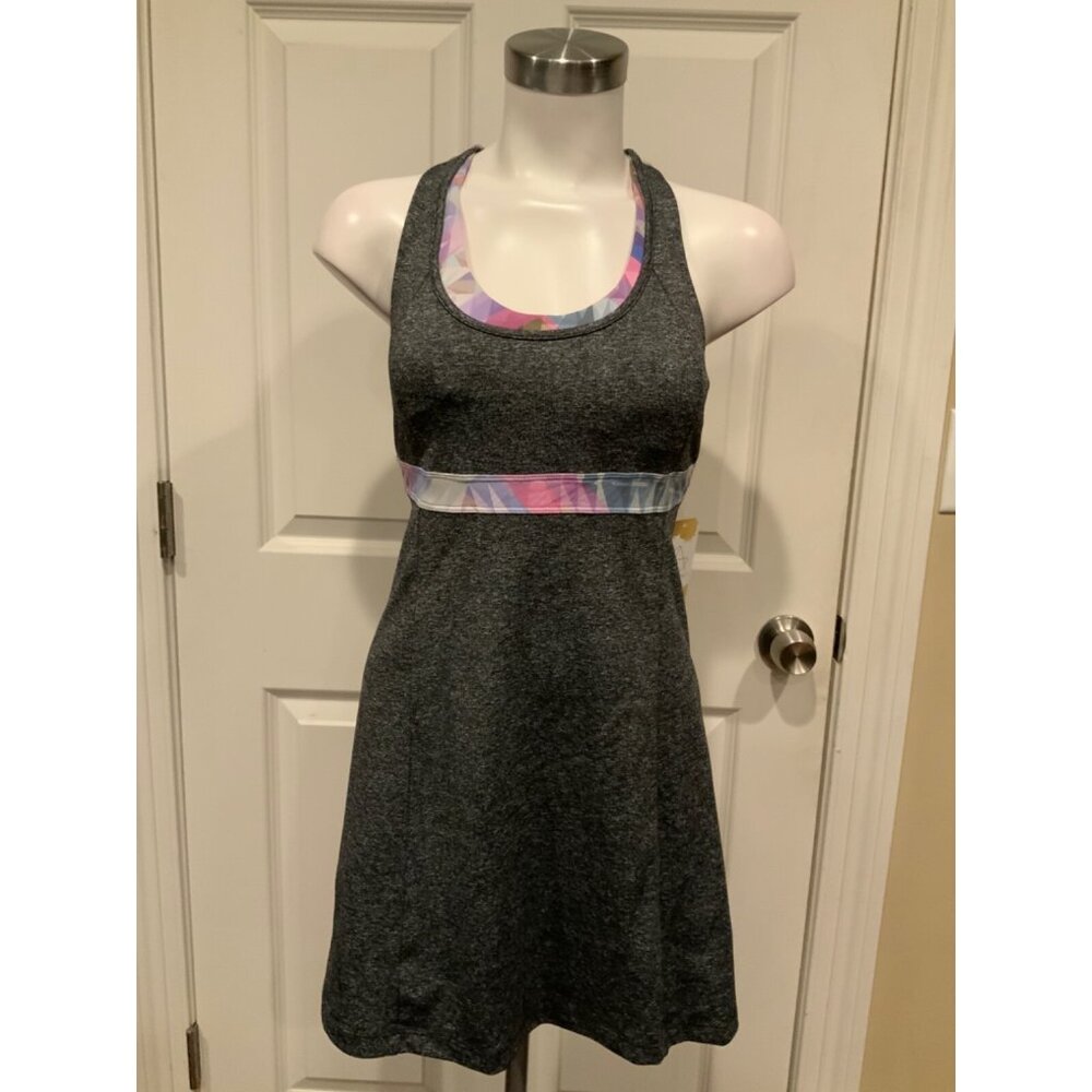 Pure + Good Gray Racerback Athletic Dress Built In Bra Diamond Pattern, Size S